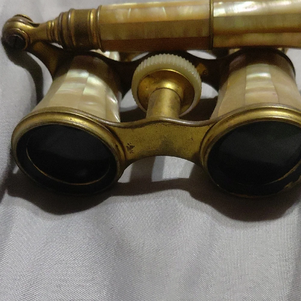 Vintage Opera Glasses with Mother of Pearl and Brass